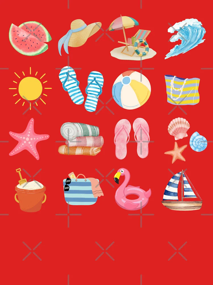 Summer and beach sticker sheet Classic T-Shirt Hoodie, Sweatshirt | VibeTeeNation.com (Image 3)