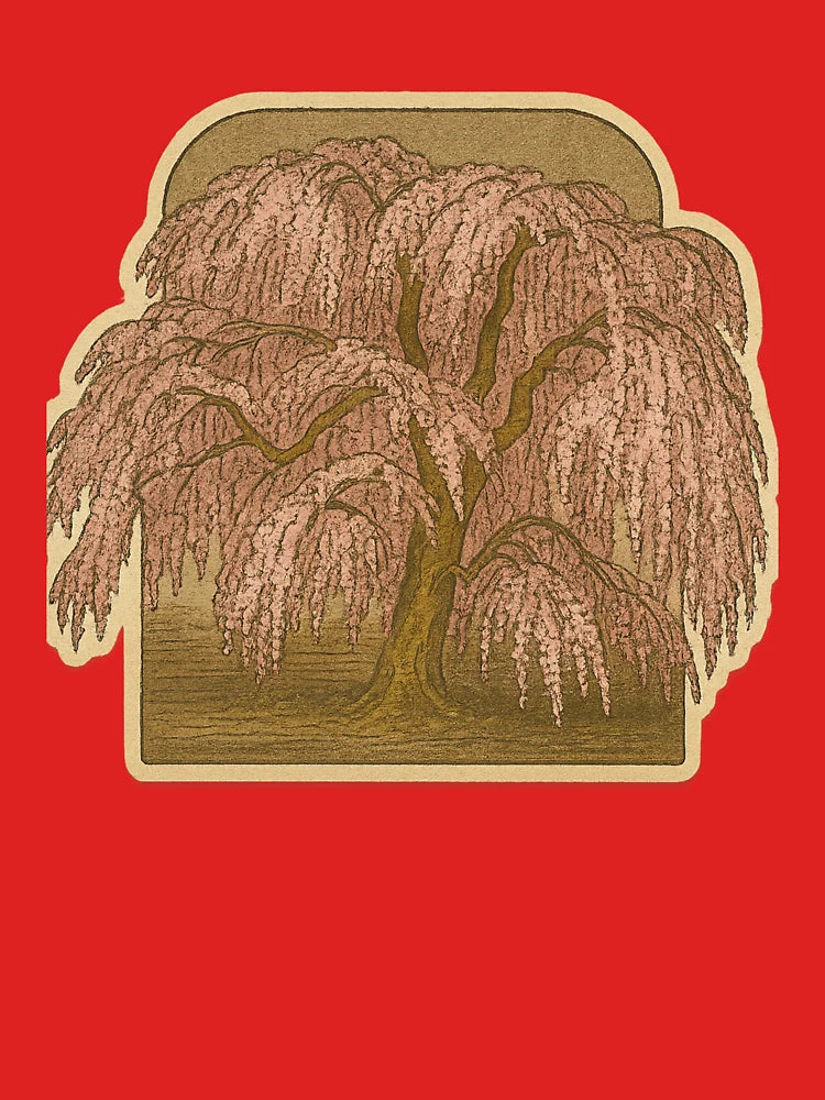 Weeping Cherry Blossom Sticker | Retro Sakura Elegance - Japanese Spring Classic T-Shirt Hoodie, Sweatshirt (Image 3)