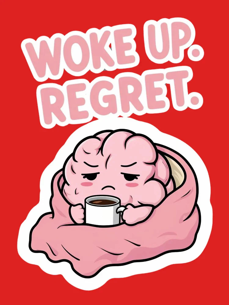 Woke Up. Regret. – Sarcastic Lazy Brain Design for Introverts Classic T-Shirt Hoodie, Sweatshirt (Image 3)