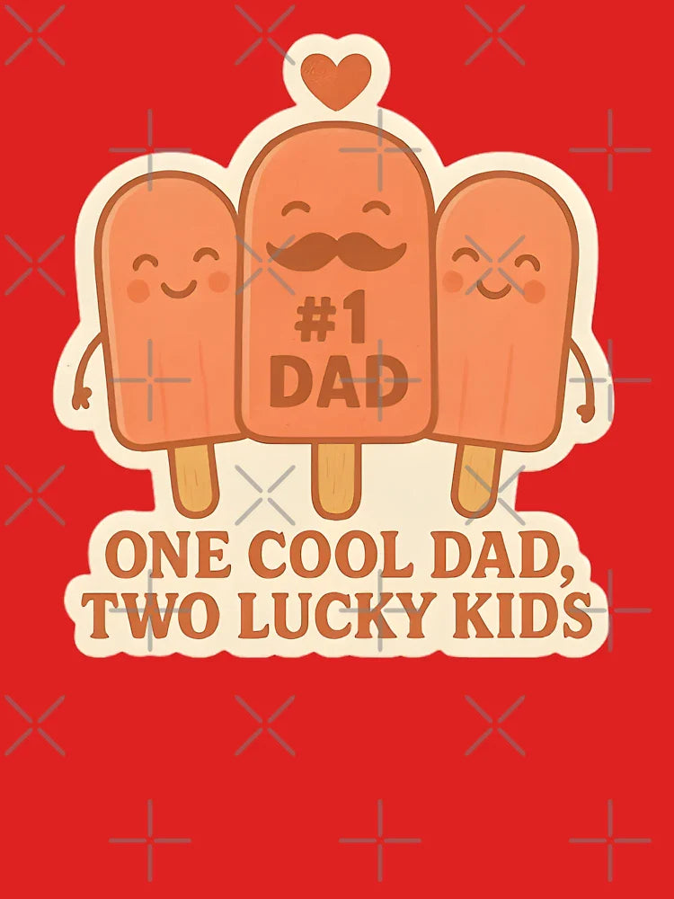 One Cool Dad, Two Lucky Kids – Funny Popsicle Family Sticker Classic T-Shirt Hoodie, Sweatshirt | VibeTeeNation.com (Image 3)