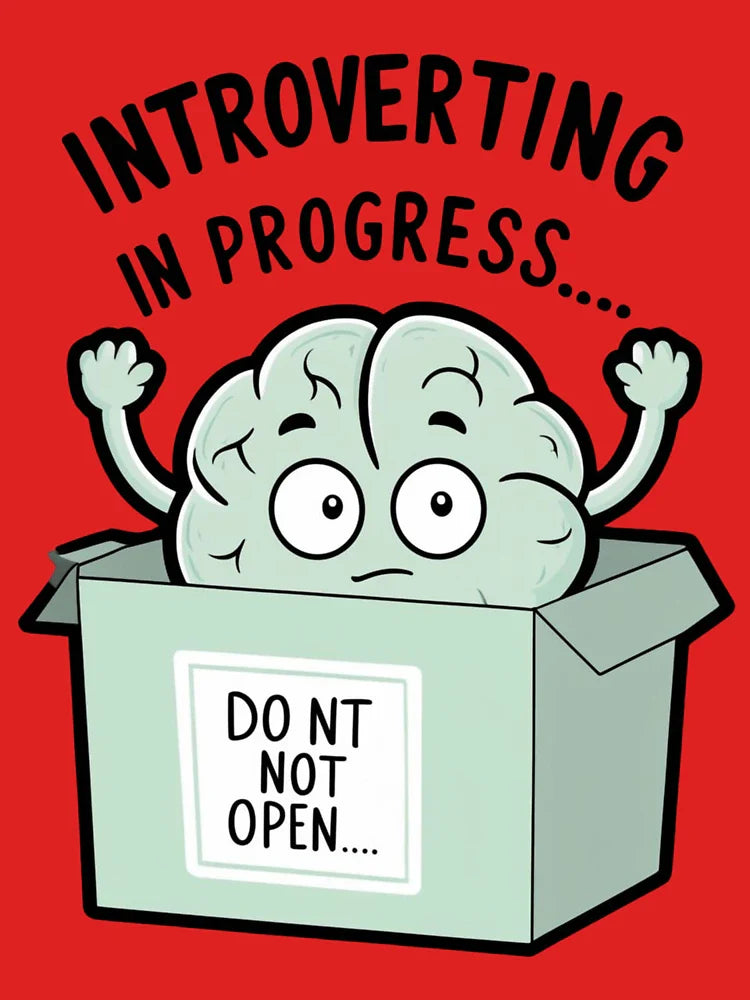 Introverting in Progress – Funny Lazy Brain Illustration for Introverts Classic T-Shirt Hoodie, Sweatshirt (Image 3)
