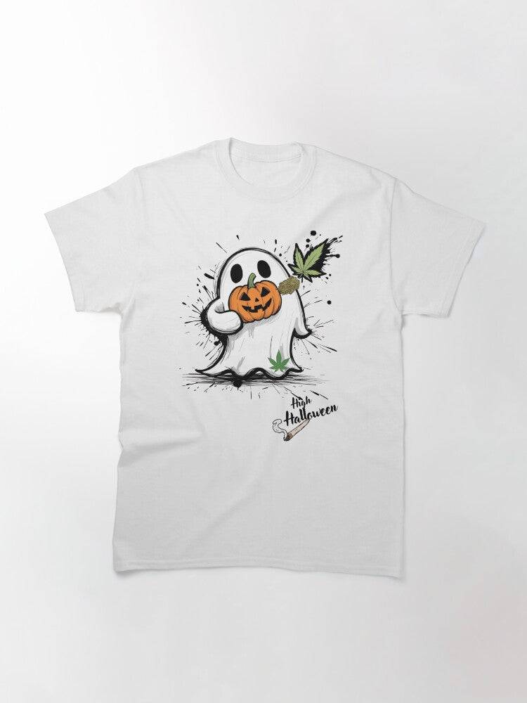 High Halloween Ghost Pumpkin Weed Classic T-Shirts, Hoodie, Sweatshirt