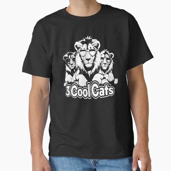 "3 Cool Cats" – Lion Crew Graphic Design All White Classic T-Shirt Hoodie, Sweatshirt | VibeTeeNation.com (Image 2)