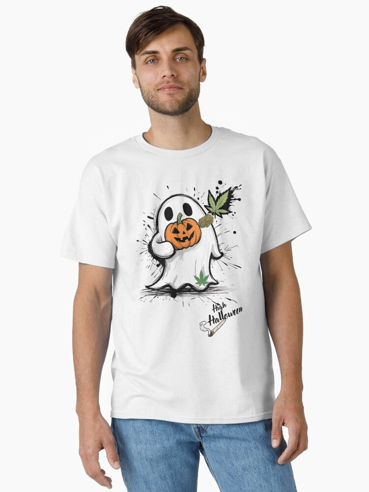High Halloween Ghost Pumpkin Weed Classic T-Shirts, Hoodie, Sweatshirt