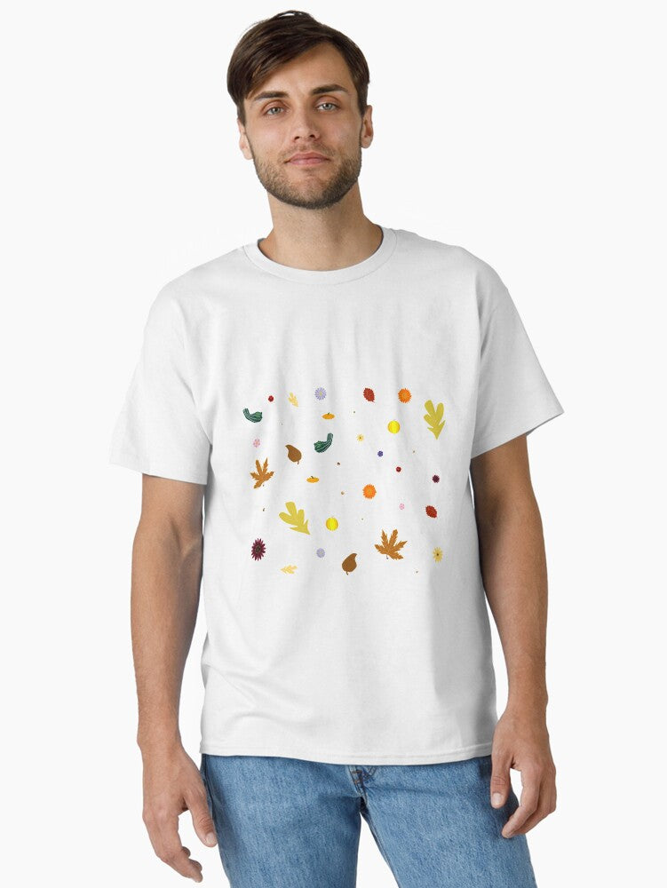 AUTUMN Fall Leaves Gourds Flowers Acorns Version 2 (Void White) Classic T-Shirts, Hoodie, Sweatshirt