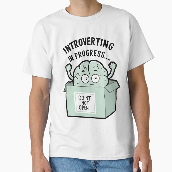 Introverting in Progress – Funny Lazy Brain Illustration for Introverts Classic T-Shirt Hoodie, Sweatshirt (Image 2)
