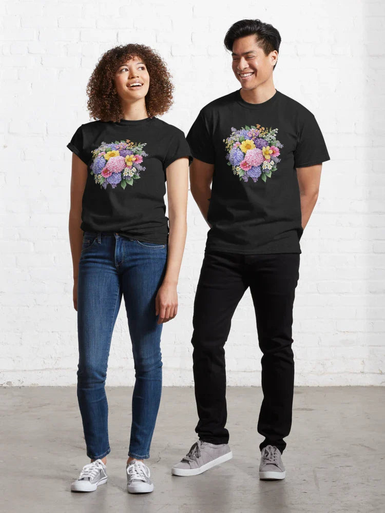 Summer flower bouquet watercolor sticker  Classic T-Shirt Hoodie, Sweatshirt | VibeTeeNation.com (Image 1)