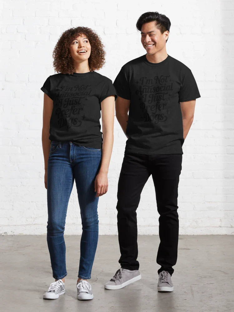 I’m Not Antisocial I Just Prefer Dogs Funny Dog Lover Classic T-Shirt Hoodie, Sweatshirt | VibeTeeNation.com (Image 1)