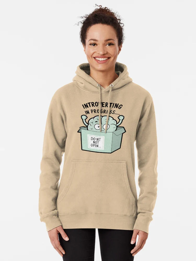 Introverting in Progress – Funny Lazy Brain Illustration for Introverts Classic T-Shirt Hoodie, Sweatshirt (Image 5)