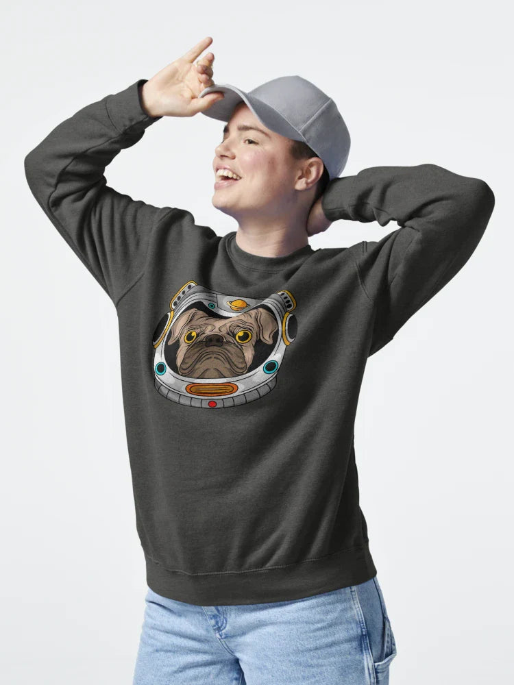 Pugstronaut Classic T-Shirt Hoodie, Sweatshirt | VibeTeeNation.com (Image 4)