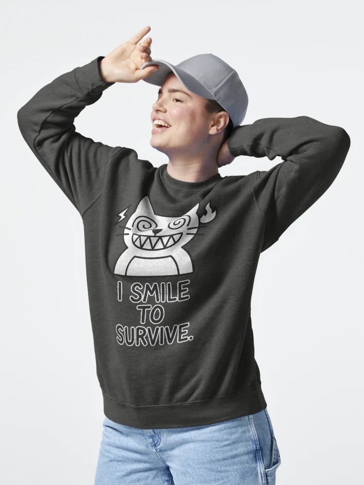 I smile to survive Hoodie and Tee for Introverts | Witty Comfort Style Classic T-Shirt Sweatshirt (Image 4)