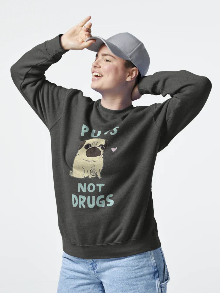 Pugs not drugs Classic T-Shirt Hoodie, Sweatshirt | VibeTeeNation.com (Image 4)