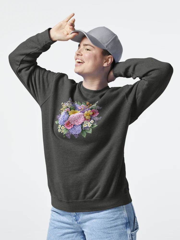Summer flower bouquet watercolor sticker  Classic T-Shirt Hoodie, Sweatshirt | VibeTeeNation.com (Image 4)