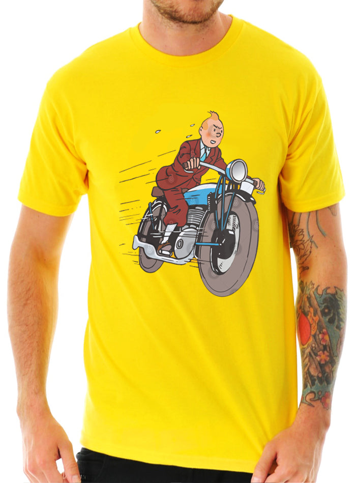 Tintin Bike Yellow T-Shirt Hoodie, Sweatshirt | VibeTeeNation.com
