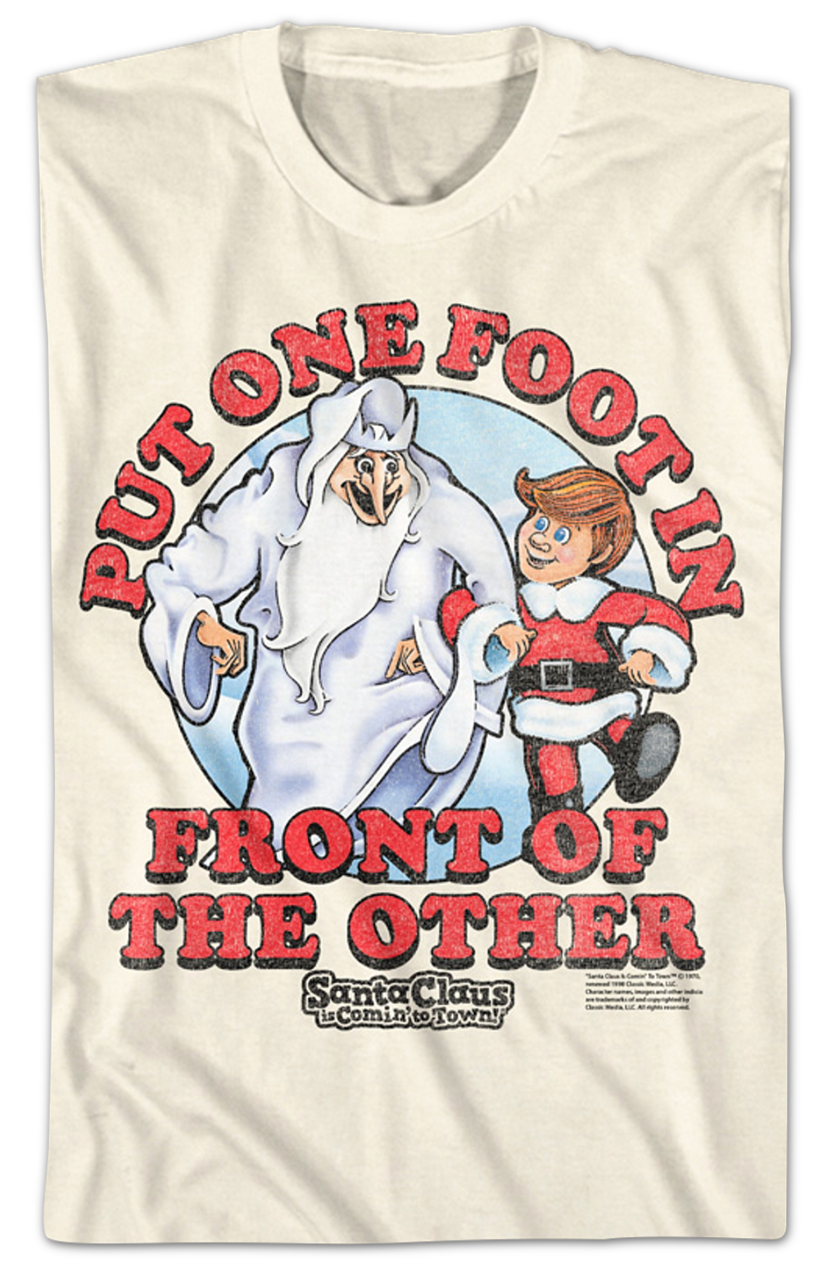 Vintage One Foot Santa Claus Is Comin' To Town Shirt