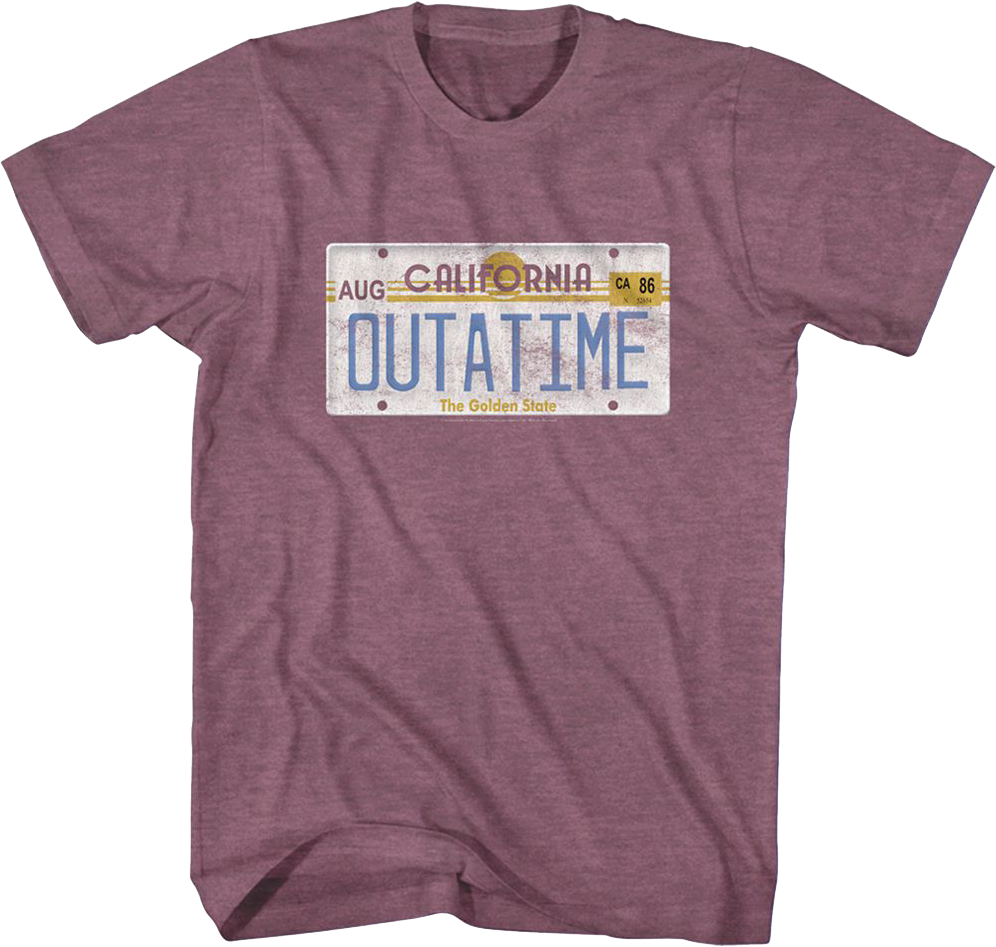 Vintage OUTATIME License Plate Back To The Future T-Shirt