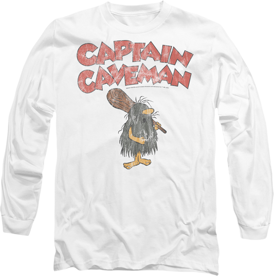 Vintage White Captain Caveman Long Sleeve Shirt