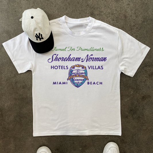 'SHONREHAM NORMAN HOTELS' HEAVYWEIGHT WHITE T-SHIRT