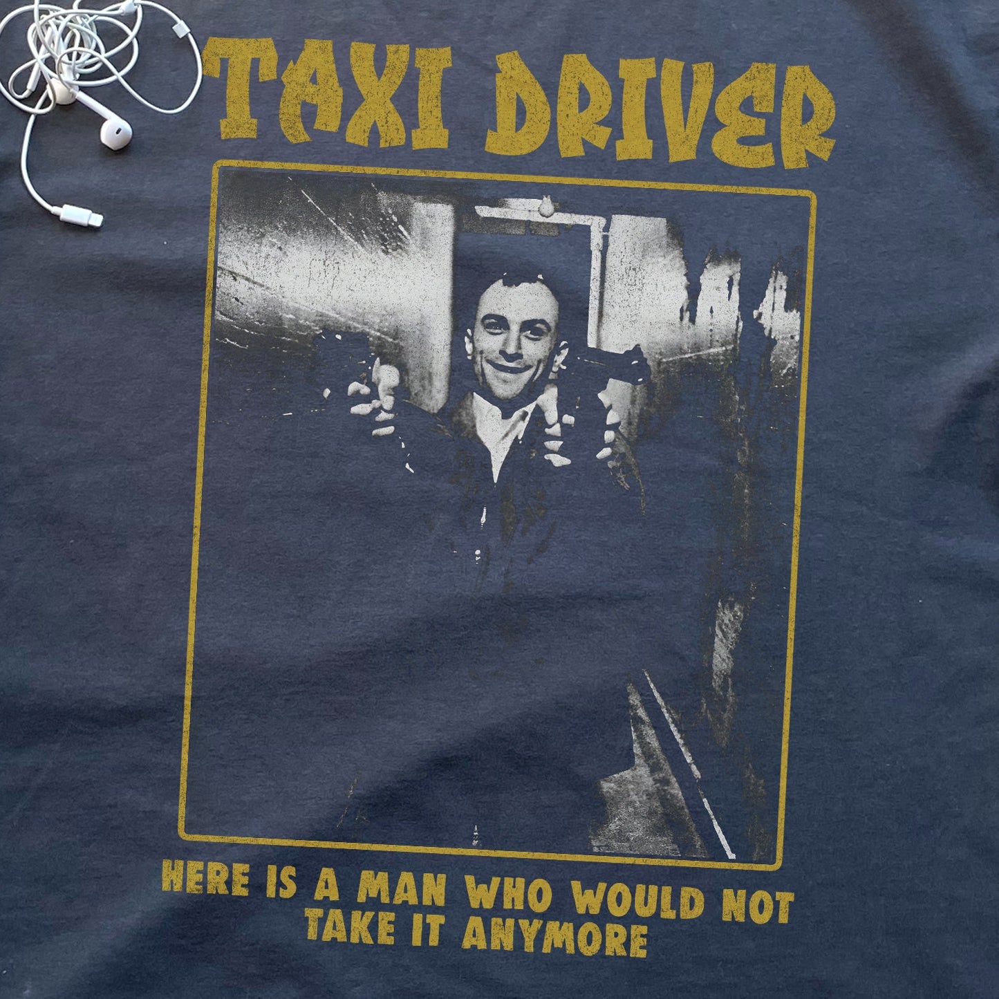 90S ROBERT DE NAIRO 'TAXI DRIVER' HEAVYWEIGHT BLACK T-SHIRT