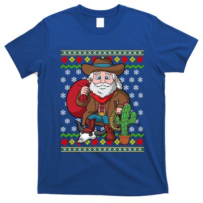 Western Cow Santa Claus Ugly Christmas Sweater Pattern Cool Gift T-Shirt Hoodie, Sweatshirt | VibeTeeNation.com