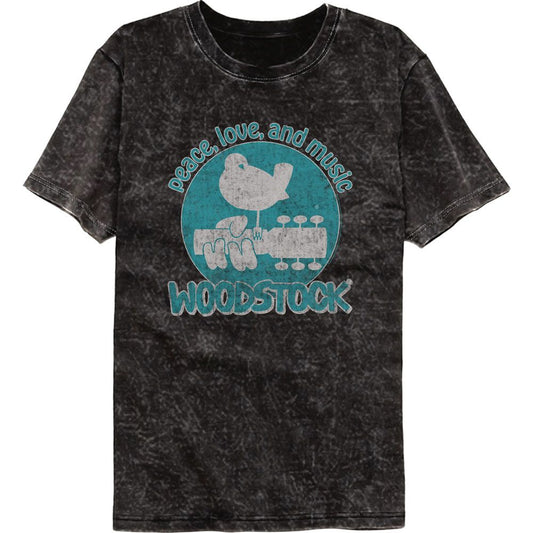 Woodstock - Peace Love And Music Vintage Wash T-Shirt